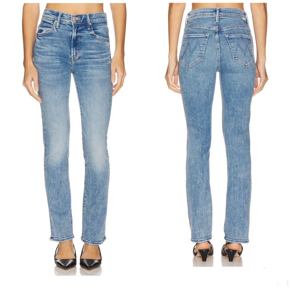 MOTHER High Waisted The Famous Heroine Wash Straight Blue Denim Jeans Sz 26